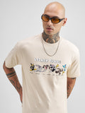 WB By Highlander Men Cream Looney Tunes Embroidered Round Neck T-Shirt - Cream - Image 1