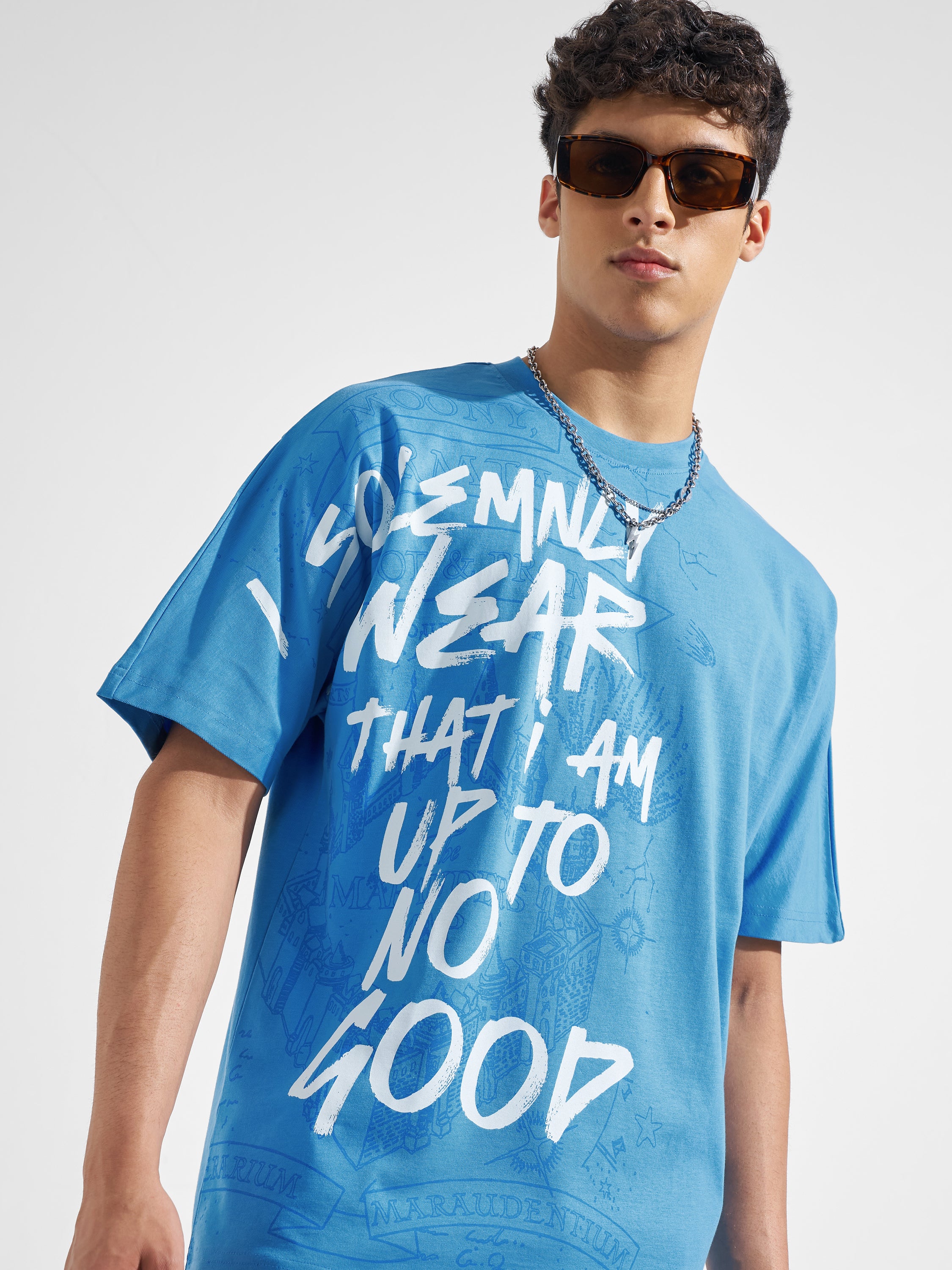 WB By Highlander Men Blue Harry Potter Printed Round Neck T-Shirt