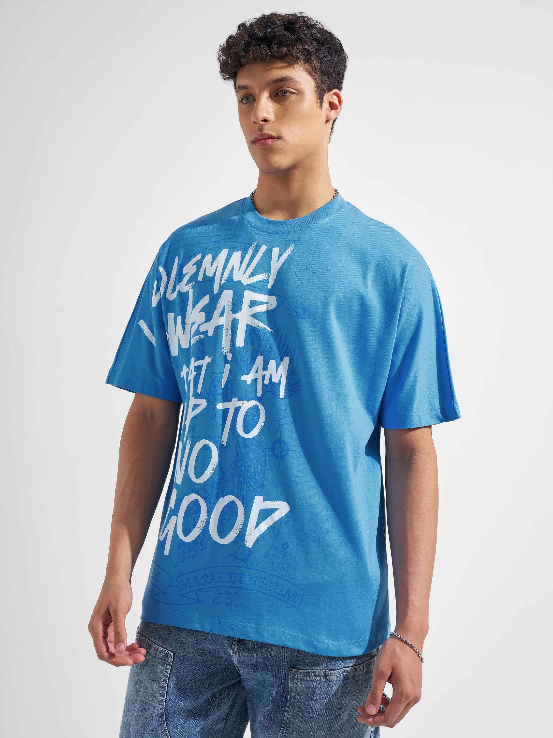 WB By Highlander Men Blue Harry Potter Printed Round Neck T-Shirt
