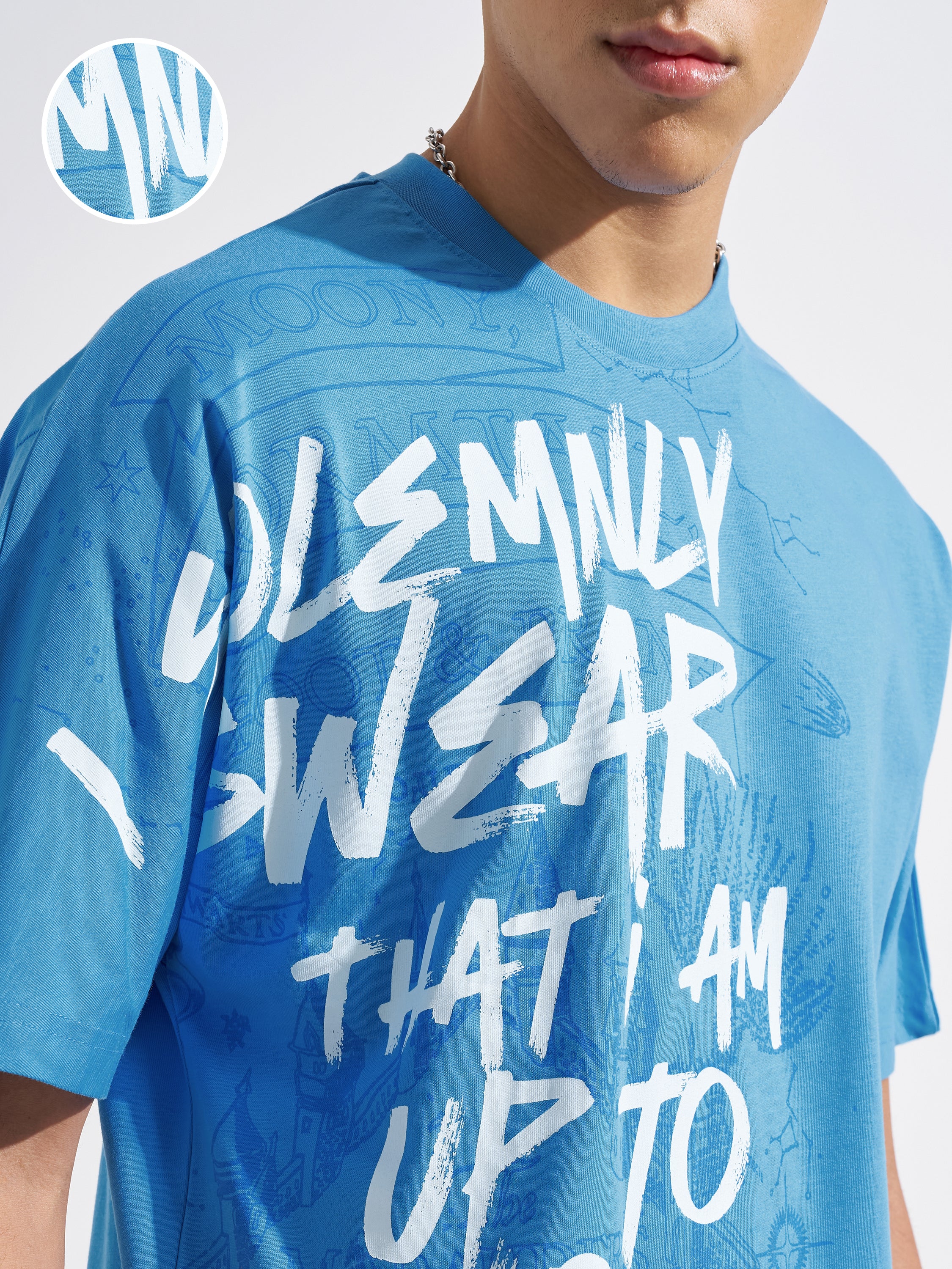 WB By Highlander Men Blue Harry Potter Printed Round Neck T-Shirt