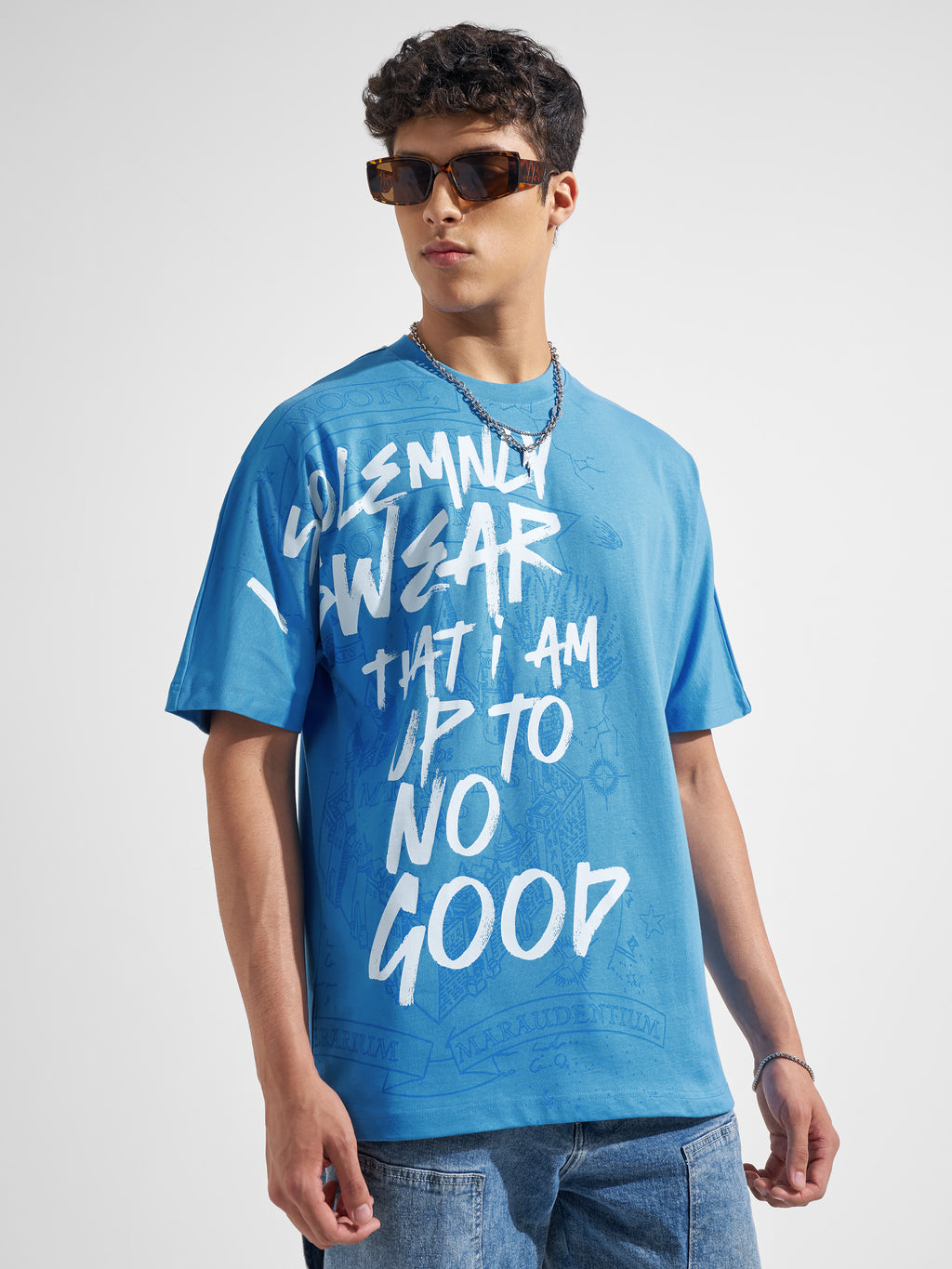 WB By Highlander Men Blue Harry Potter Printed Round Neck T-Shirt