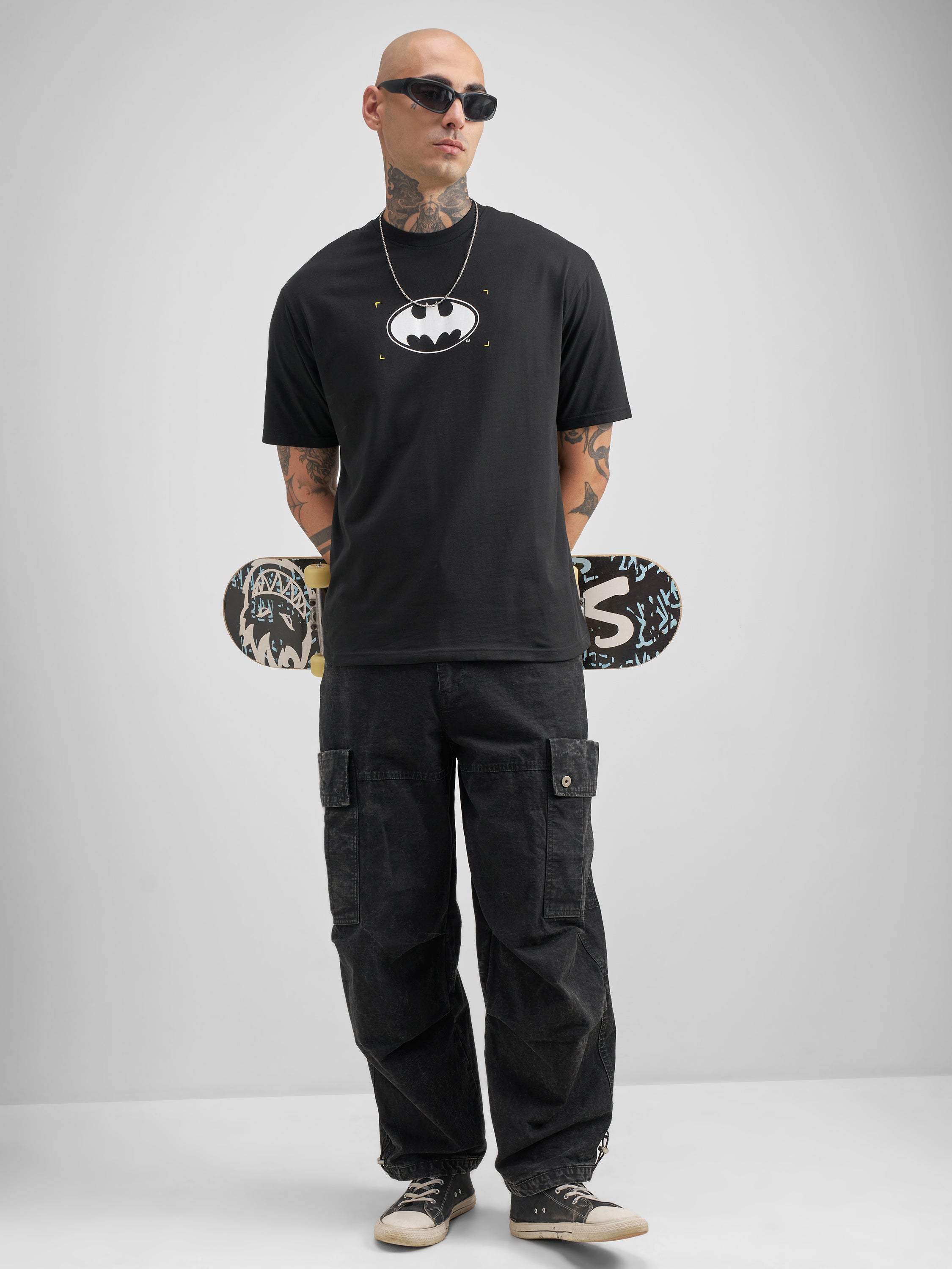 DC By Highlander Men Black Batman Printed Round Neck T-Shirt - Black - Image 2