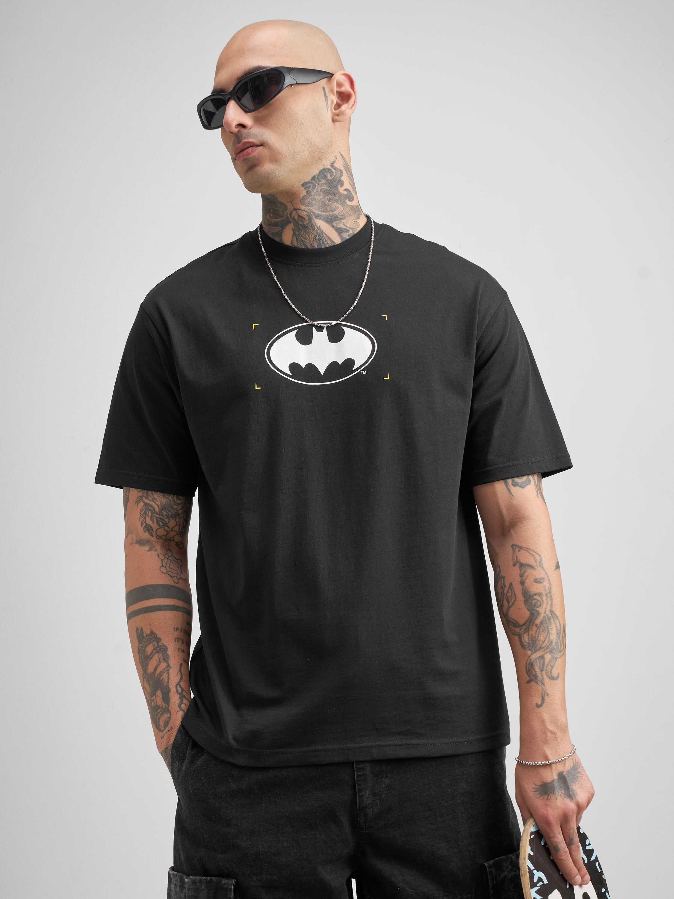 DC By Highlander Men Black Batman Printed Round Neck T-Shirt - Black - Image 3