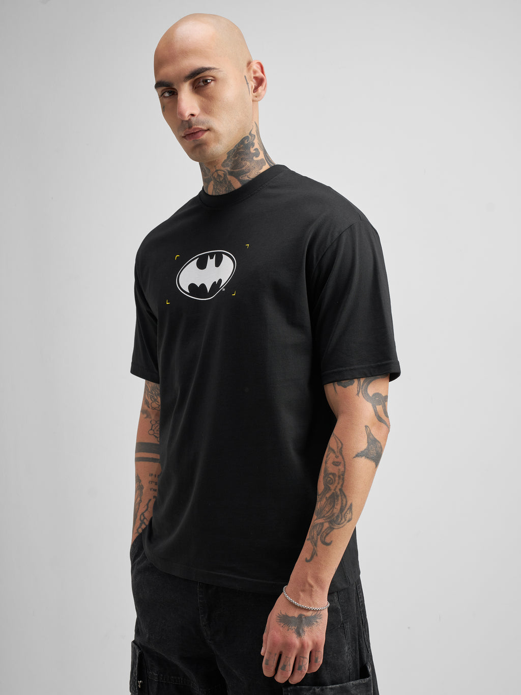 DC By Highlander Men Black Batman Printed Round Neck T-Shirt - Black - Image 4