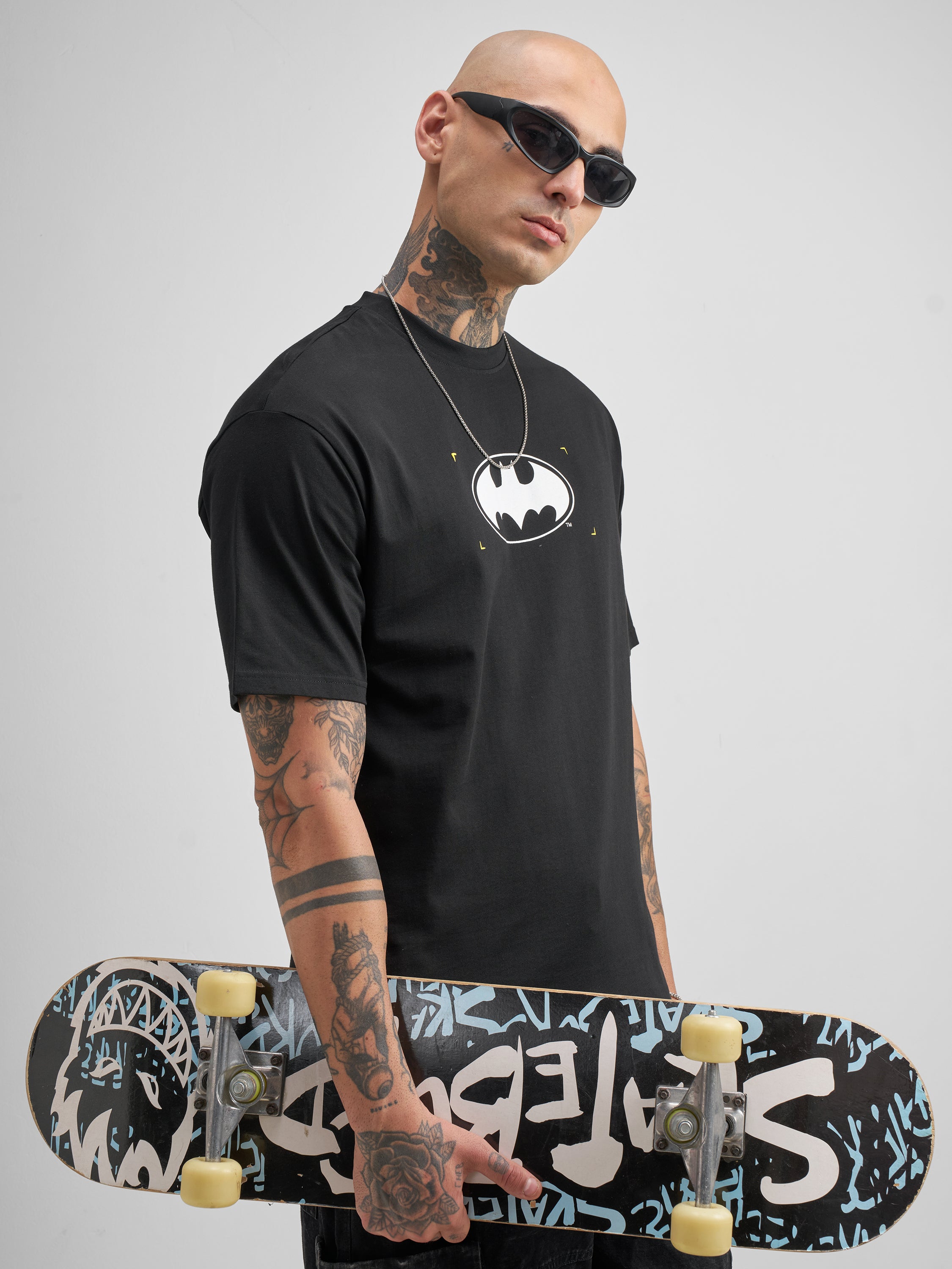 DC By Highlander Men Black Batman Printed Round Neck T-Shirt - Black - Image 6