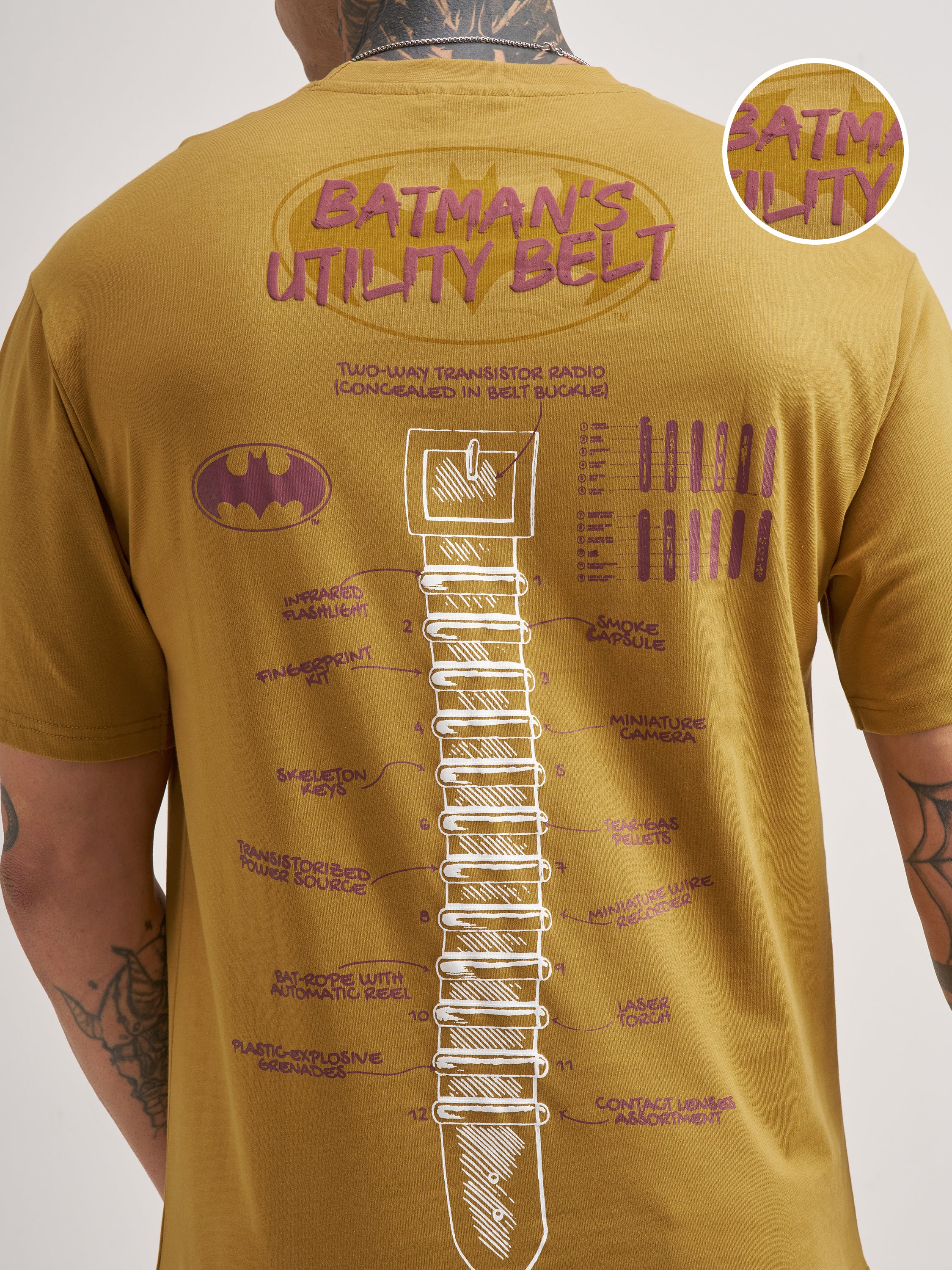 DC By Highlander Men Mustard Batman Printed Round Neck T-Shirt - Mustard - Image 5