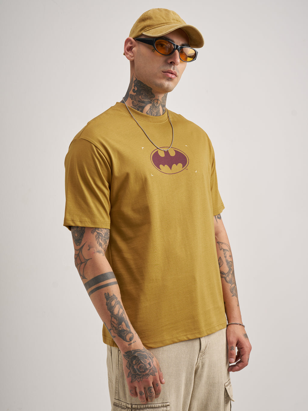DC By Highlander Men Mustard Batman Printed Round Neck T-Shirt - Mustard - Image 6