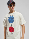 WB By Highlander Men Cream Rick And Morty Printed Round Neck T-Shirt