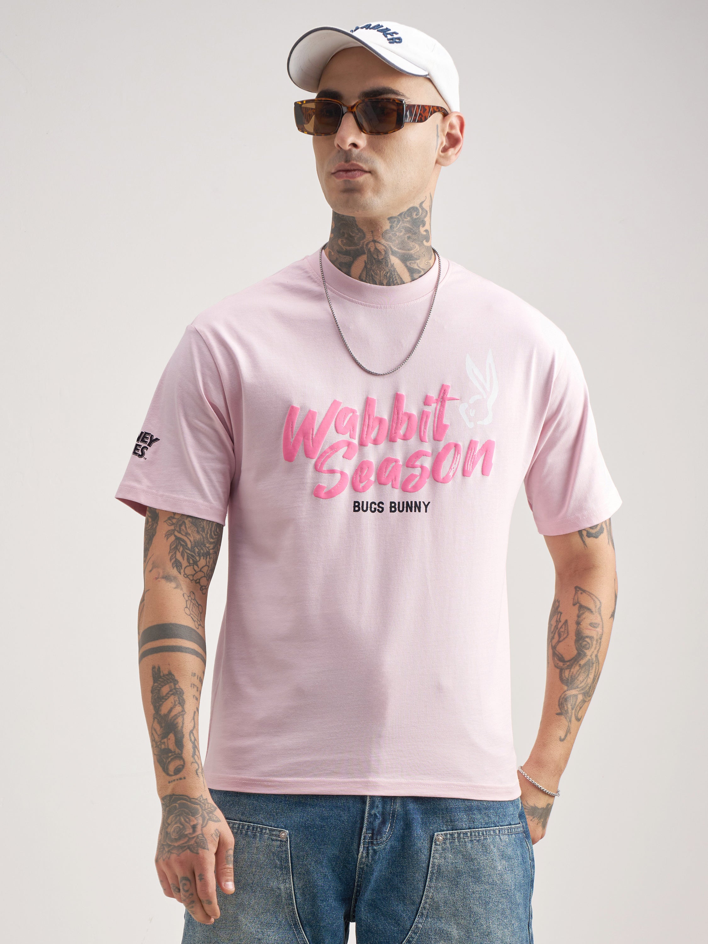 WB By Highlander Men Pink Looney Tunes Printed Round Neck T-Shirt - Pink - Image 3