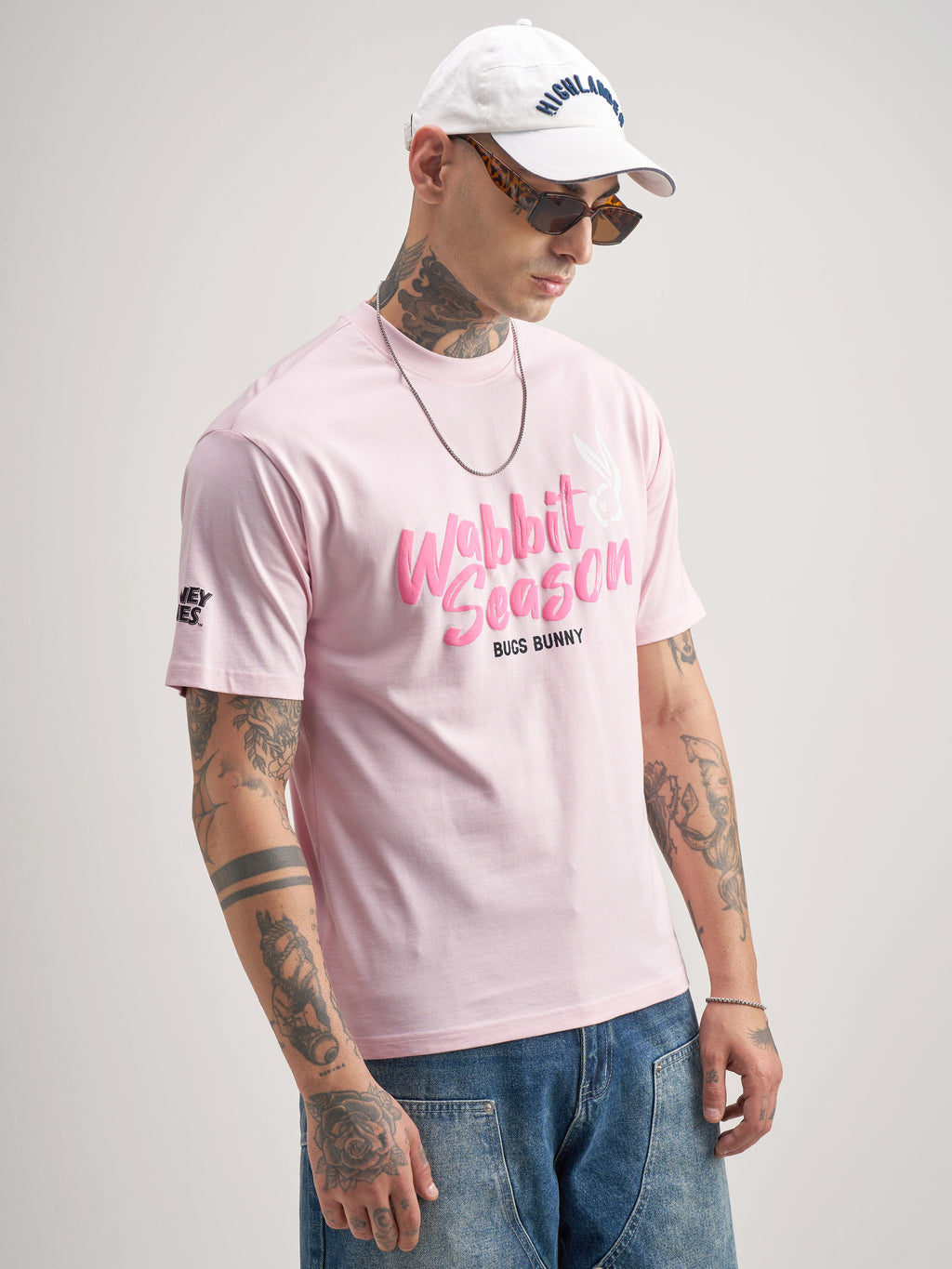 WB By Highlander Men Pink Looney Tunes Printed Round Neck T-Shirt - Pink - Image 6
