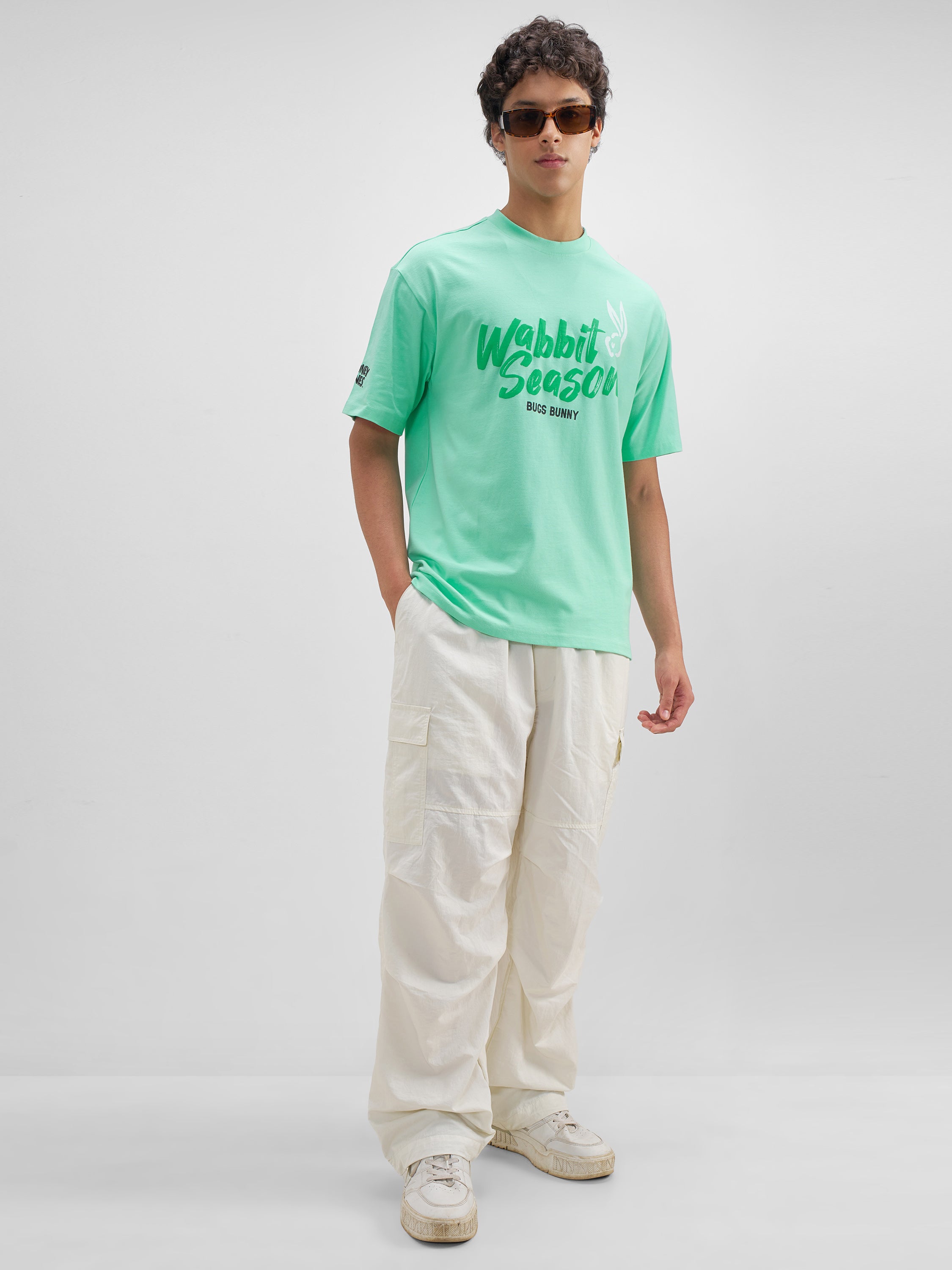 WB By Highlander Men Green Looney Tunes Printed Round Neck T-Shirt - Green - Image 2