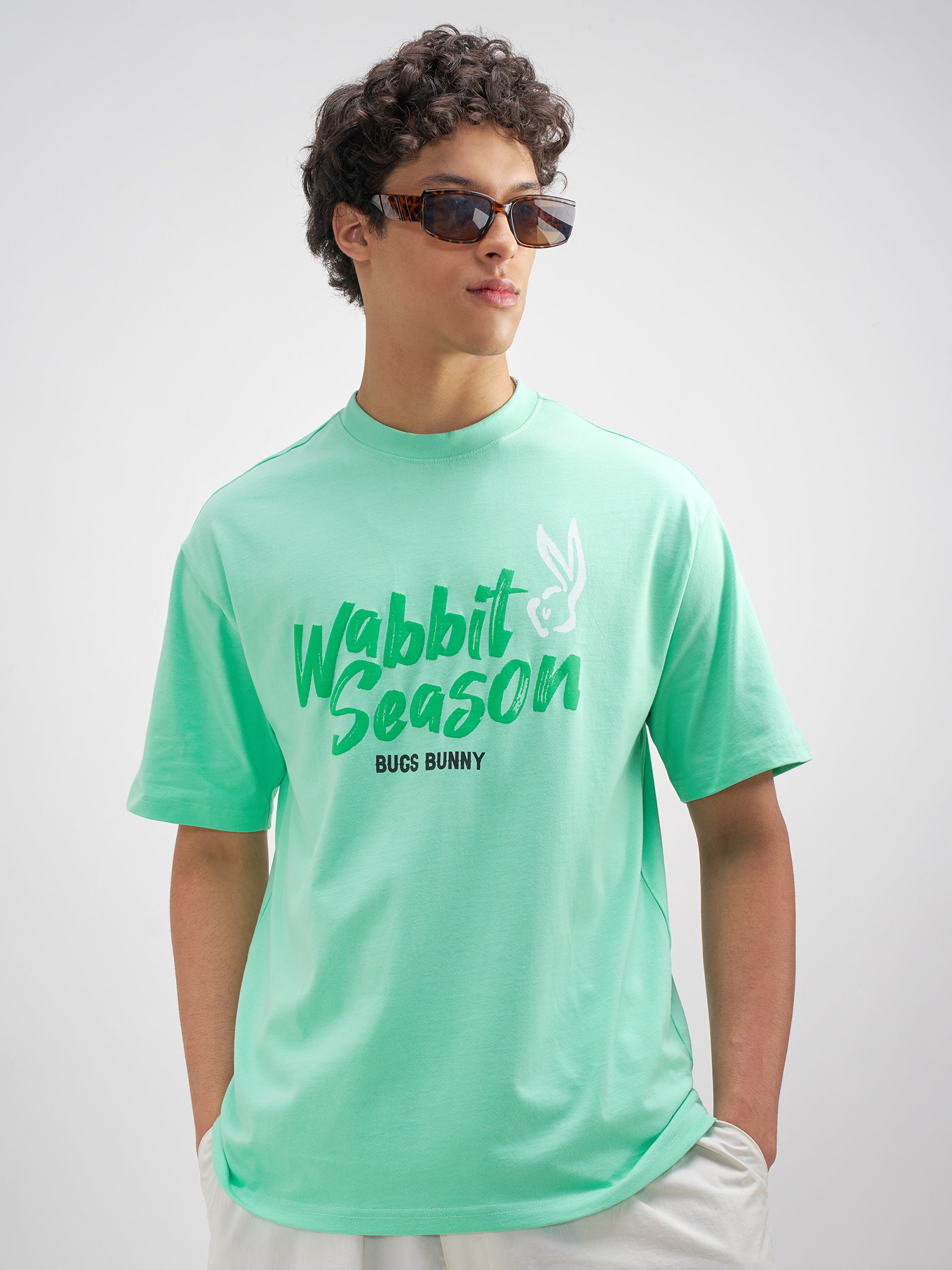 WB By Highlander Men Green Looney Tunes Printed Round Neck T-Shirt - Green - Image 3