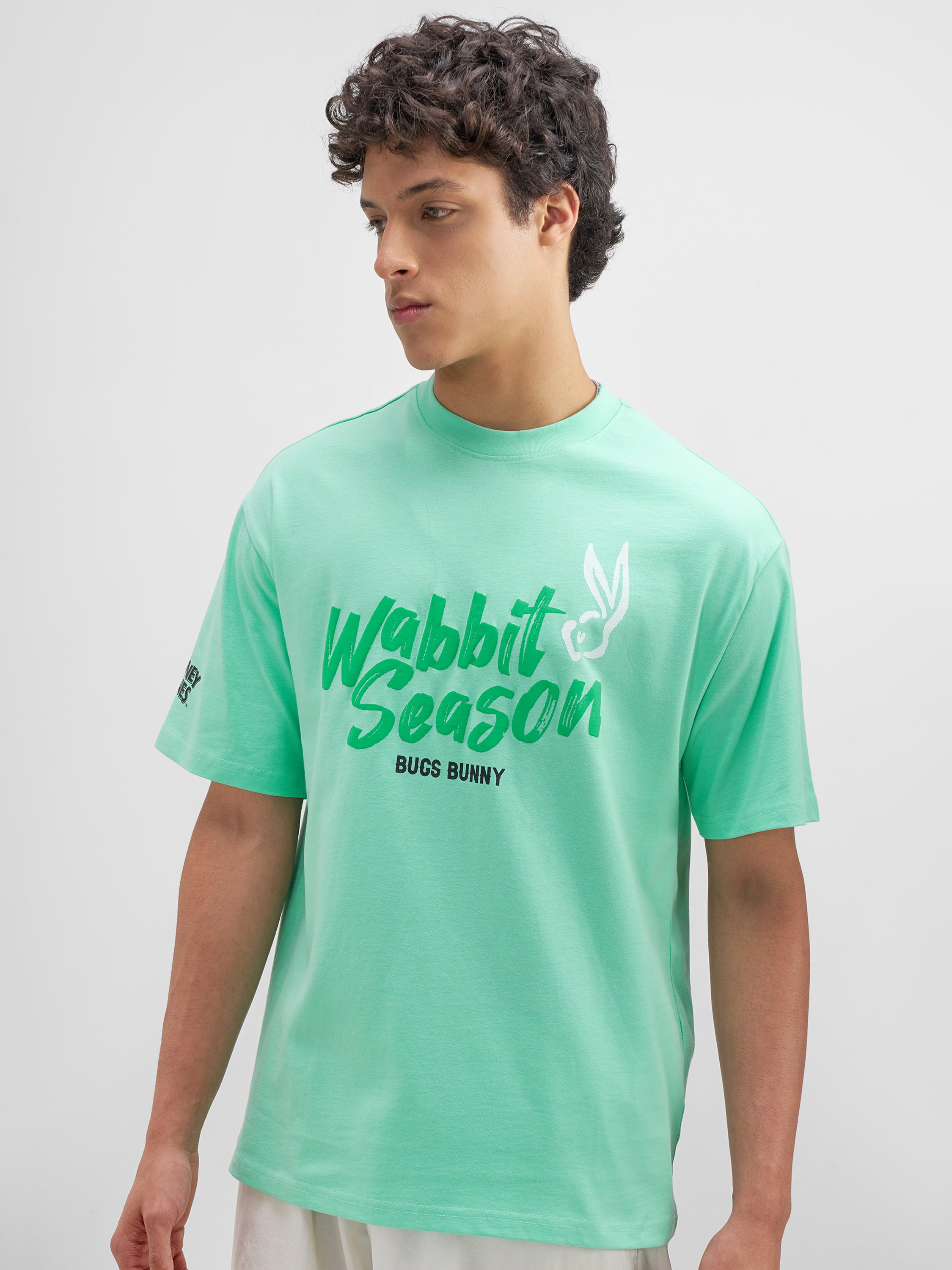 WB By Highlander Men Green Looney Tunes Printed Round Neck T-Shirt - Green - Image 4