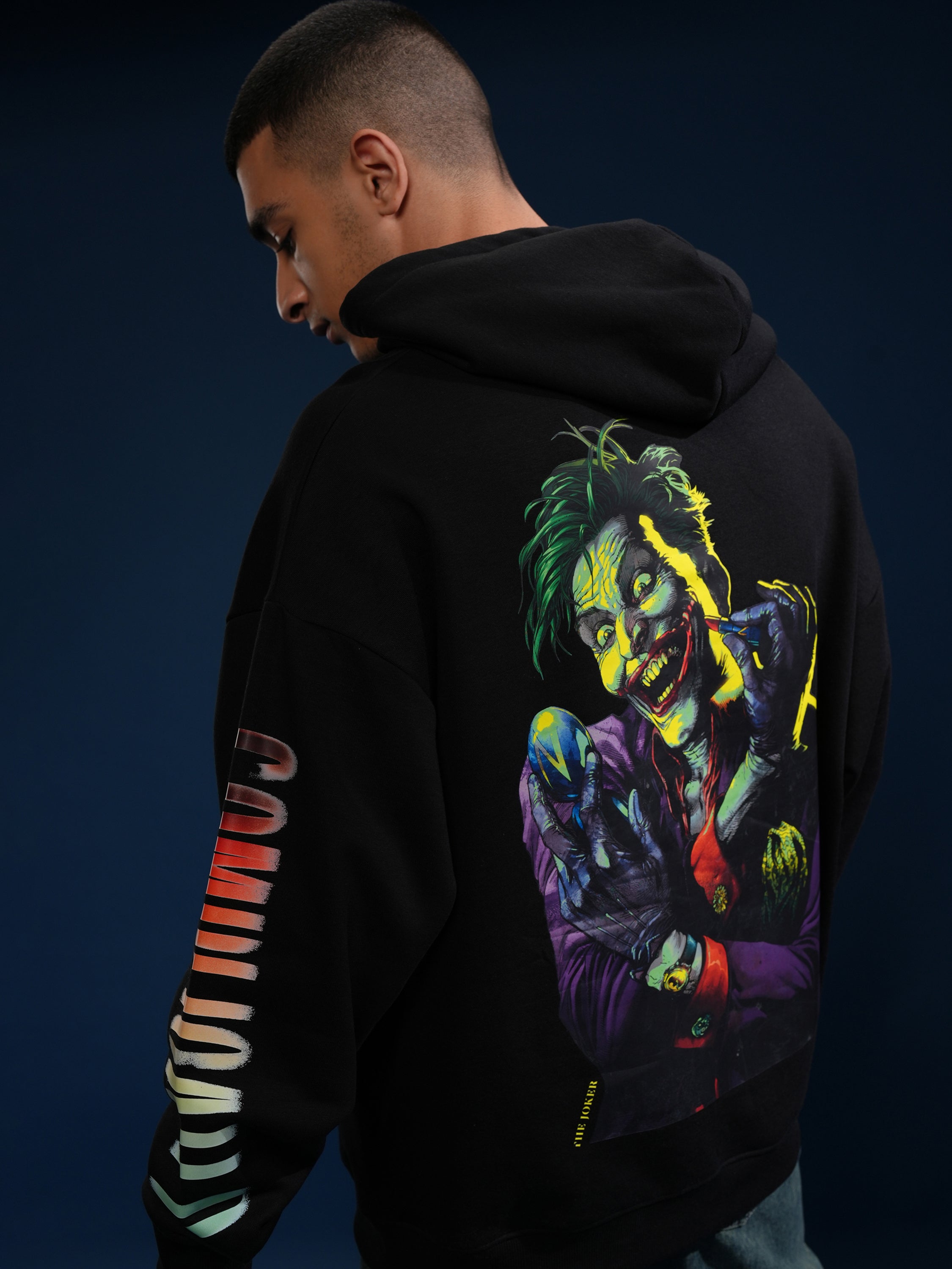 DC By Highlander Men Black Joker Hooded Pullover Sweatshirt - Black - Image 1