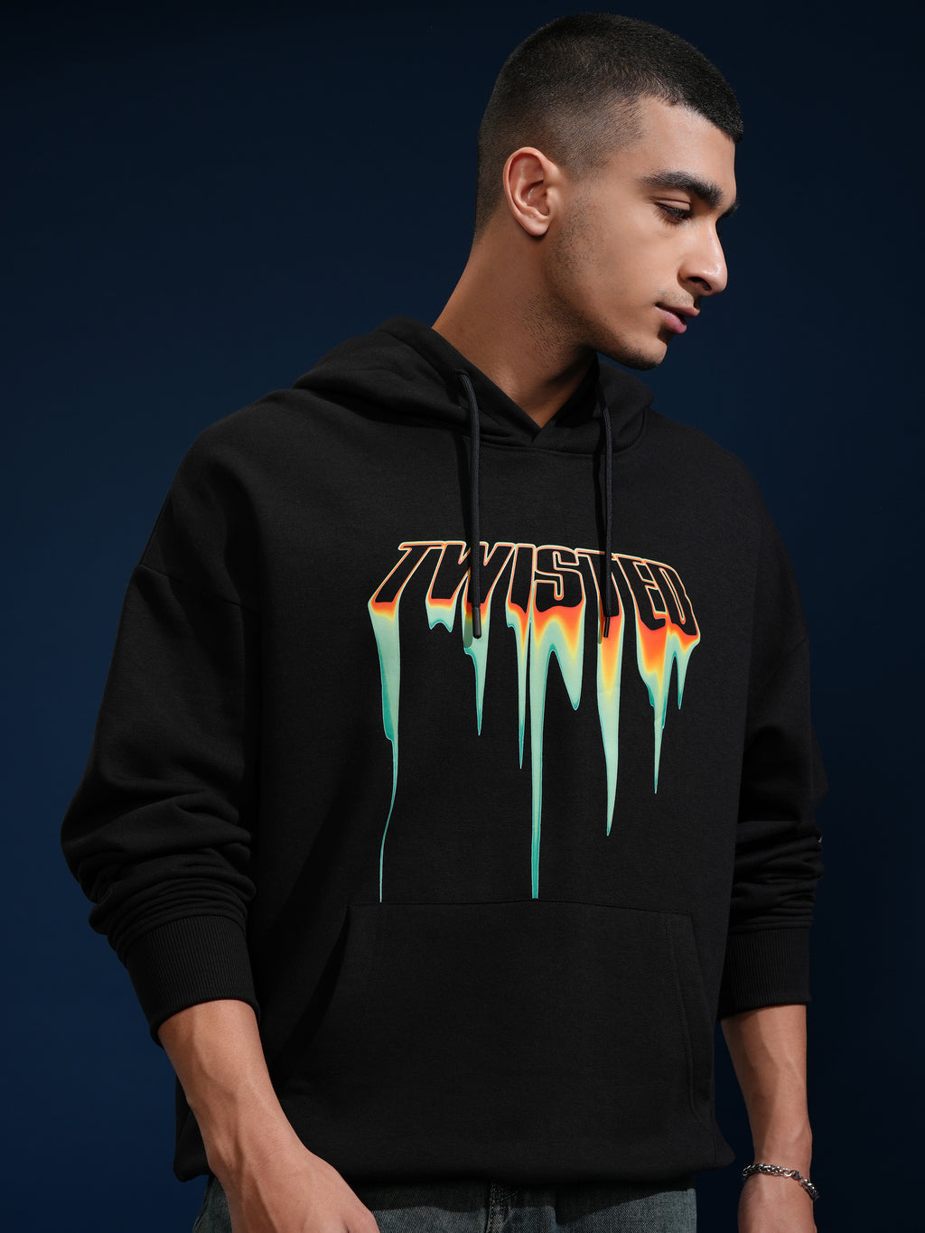 DC By Highlander Men Black Joker Hooded Pullover Sweatshirt - Black - Image 3