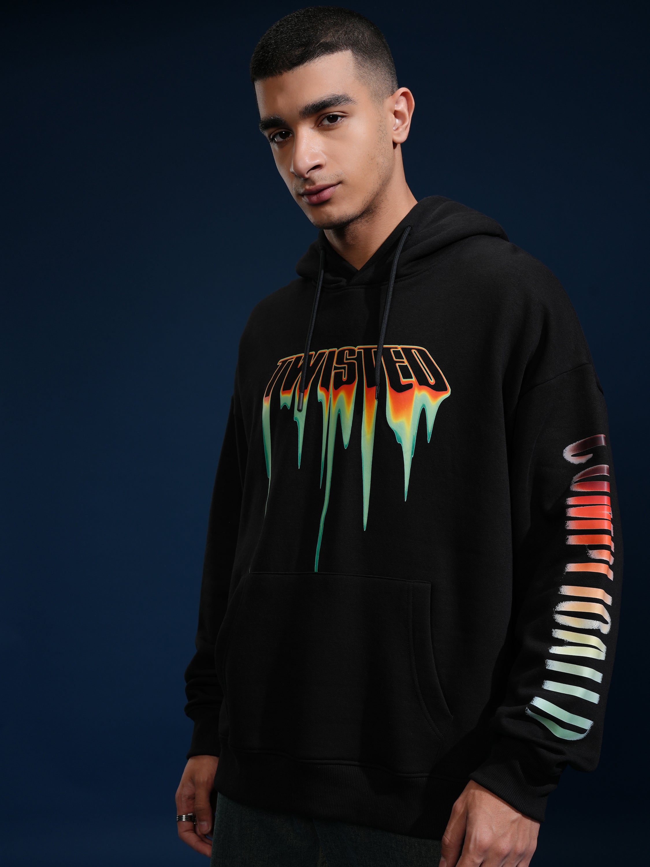 DC By Highlander Men Black Joker Hooded Pullover Sweatshirt - Black - Image 4