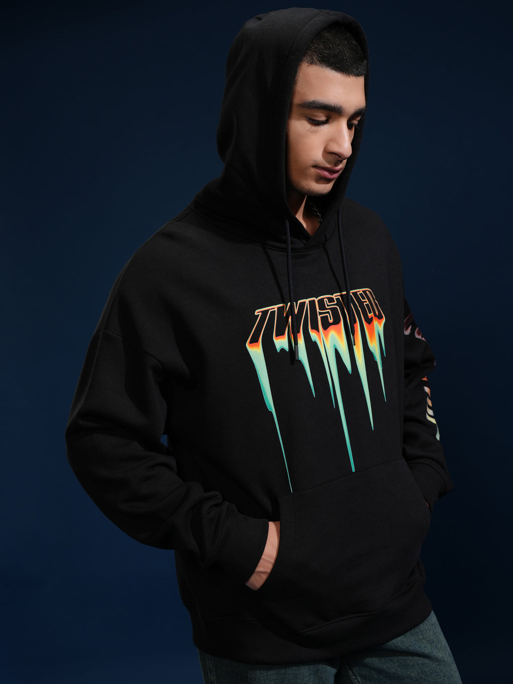 DC By Highlander Men Black Joker Hooded Pullover Sweatshirt - Black - Image 6