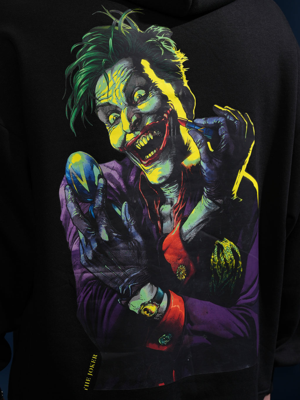 DC By Highlander Men Black Joker Hooded Pullover Sweatshirt - Black - Image 7