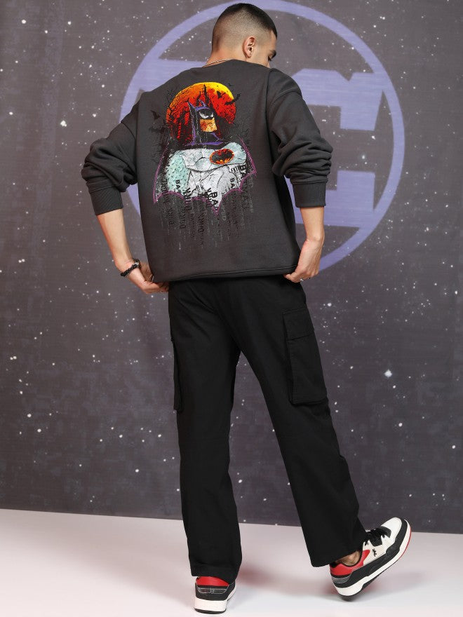 DC By Highlander Men Grey Batman Round Neck Pullover Sweatshirt - Grey - Image 2