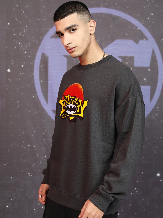 DC By Highlander Men Grey Batman Round Neck Pullover Sweatshirt - Grey - Image 4