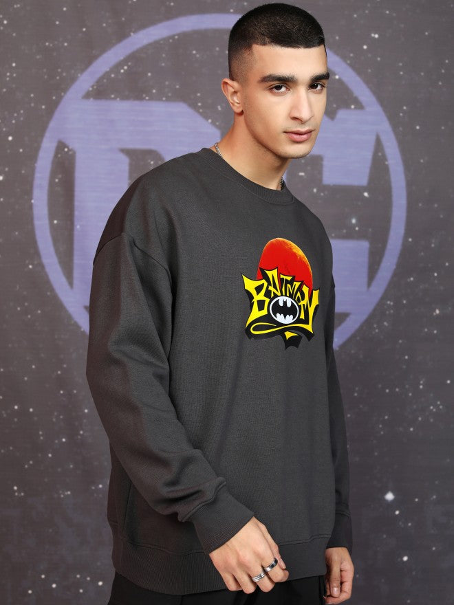 DC By Highlander Men Grey Batman Round Neck Pullover Sweatshirt - Grey - Image 6