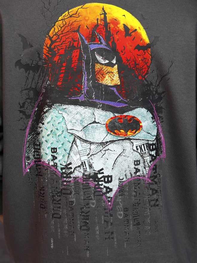 DC By Highlander Men Grey Batman Round Neck Pullover Sweatshirt - Grey - Image 7