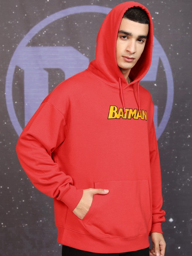 DC By Highlander Men Red Batman Hooded Pullover Sweatshirt - Red - Image 6