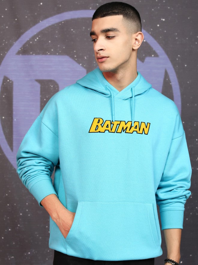 DC By Highlander Men Blue Batman Hooded Pullover Sweatshirt - Blue - Image 3