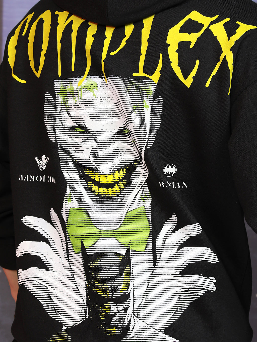 DC By Highlander Men Black Joker Hooded Pullover Sweatshirt - Black - Image 9