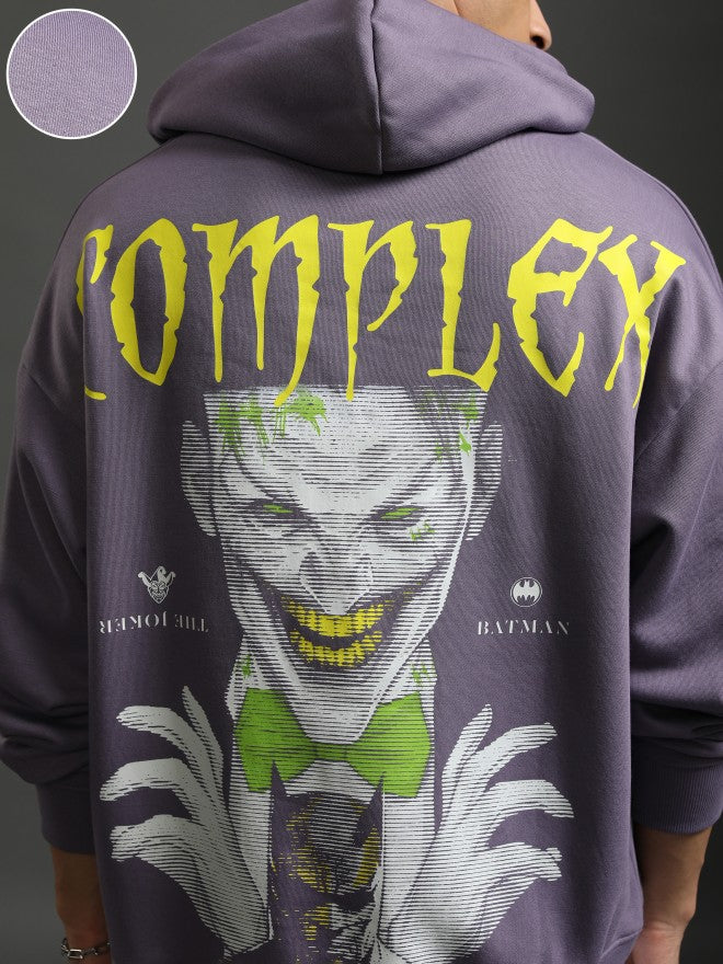 DC By Highlander Men Purple Joker Hooded Pullover Sweatshirt - Purple - Image 5