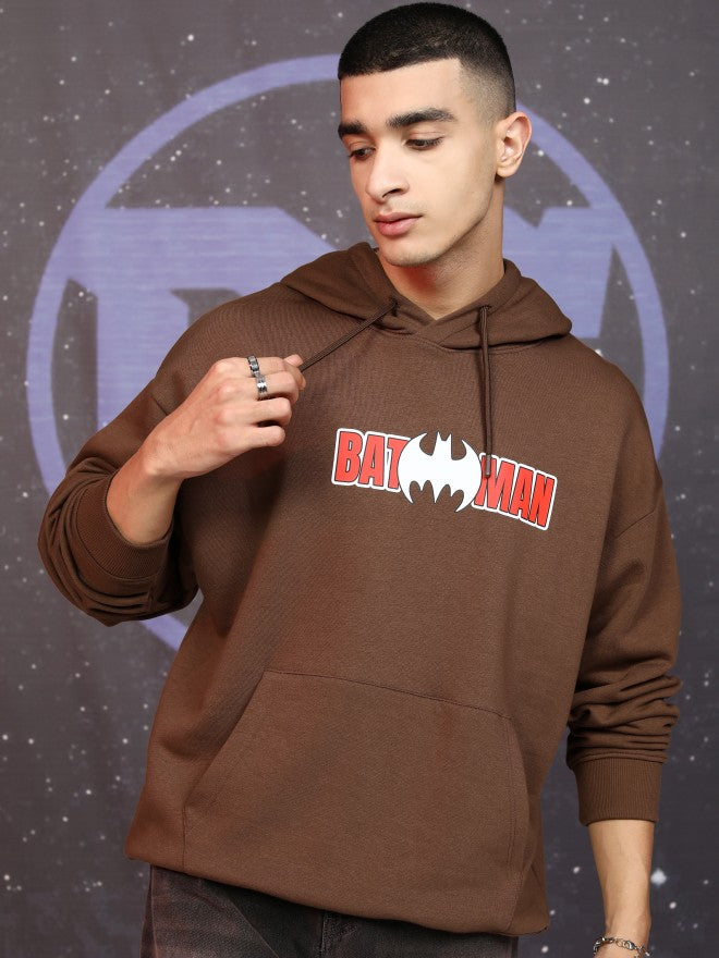 DC By Highlander Men Brown Batman Hooded Pullover Sweatshirt - Brown - Image 3
