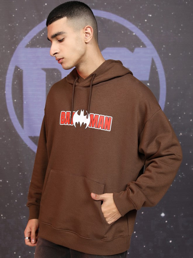 DC By Highlander Men Brown Batman Hooded Pullover Sweatshirt - Brown - Image 4