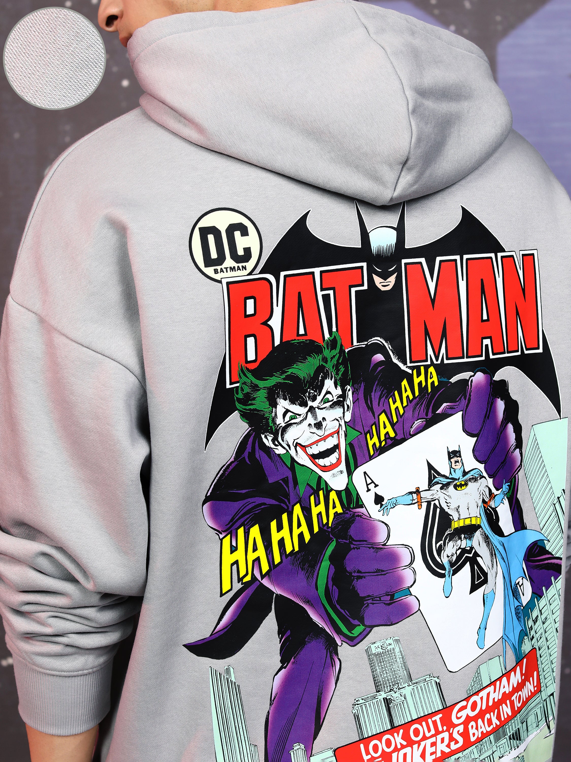DC By Highlander Men Grey Batman Hooded Pullover Sweatshirt - Grey - Image 8