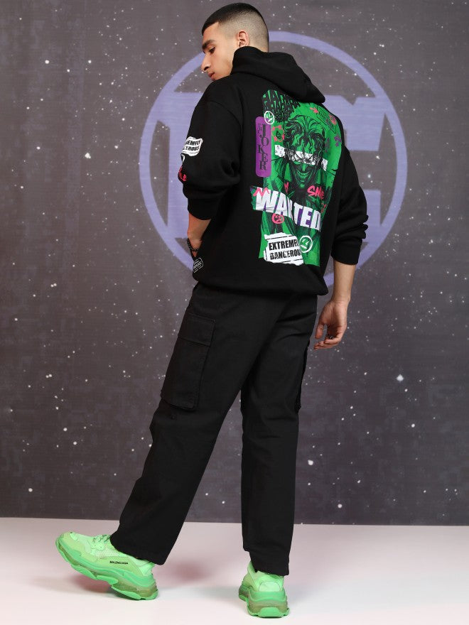 DC By Highlander Men Black Joker Hooded Pullover Sweatshirt - Black - Image 2