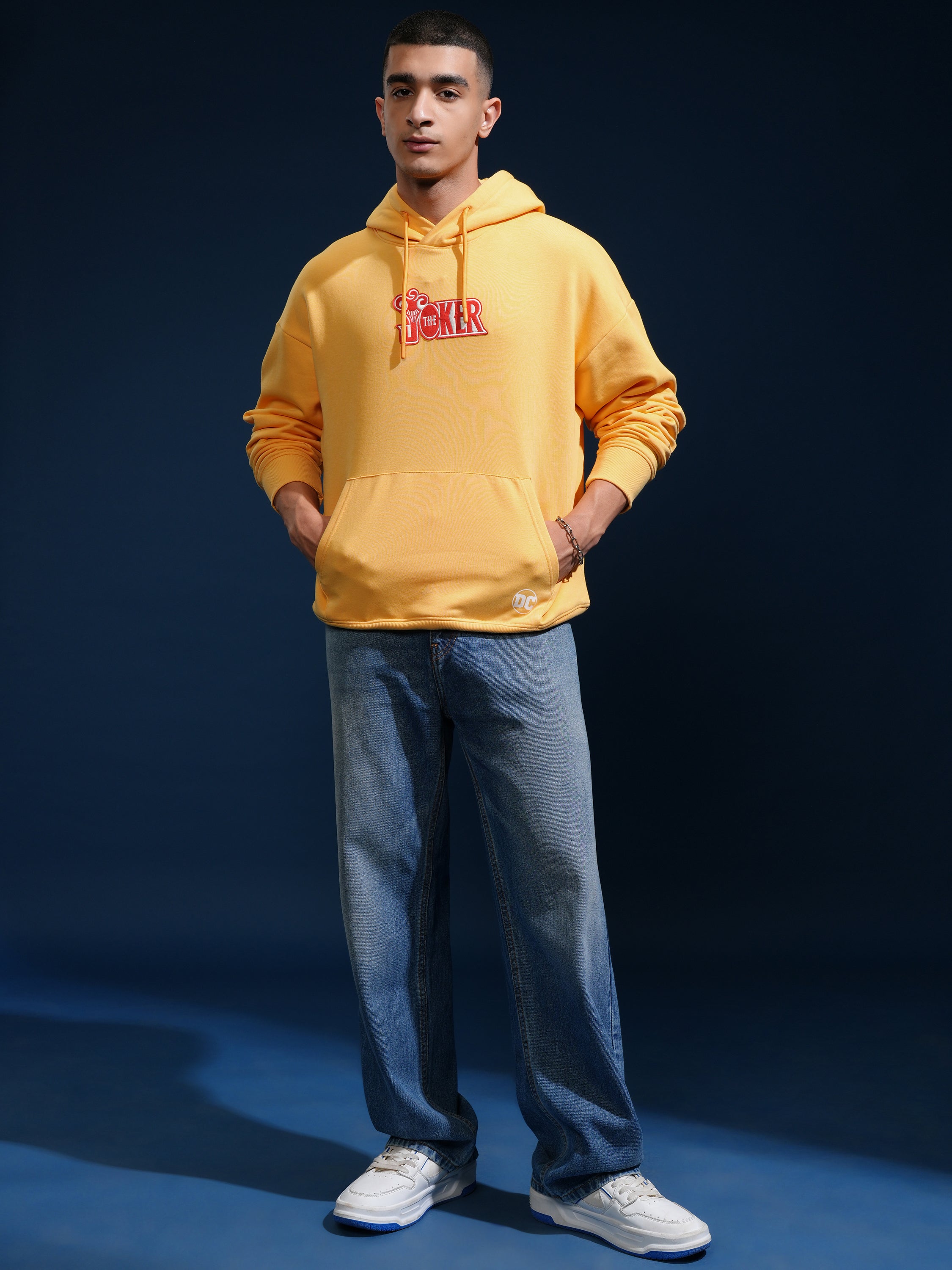 DC By Highlander Men Yellow Joker Hooded Pullover Sweatshirt - Yellow - Image 2