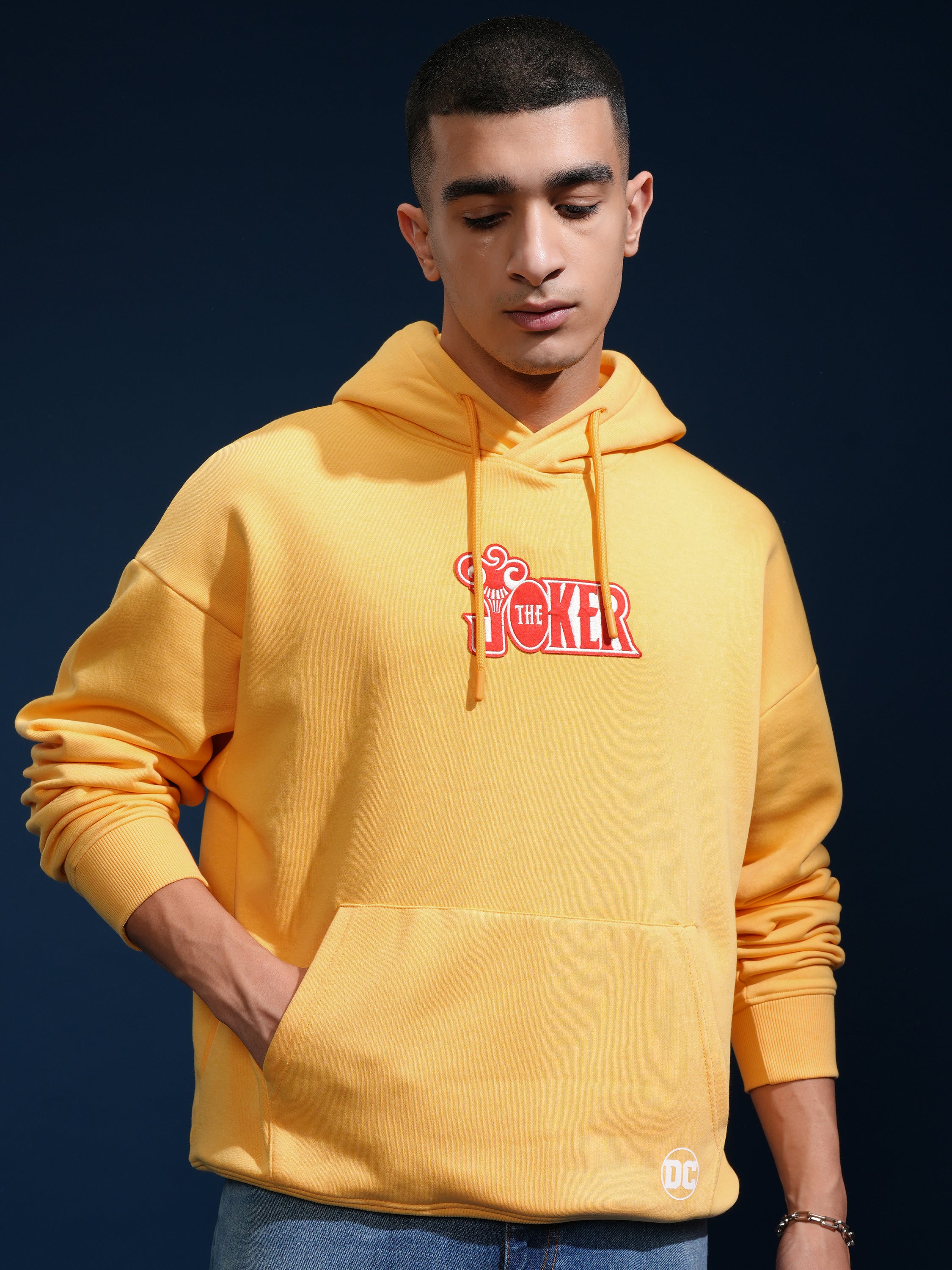 DC By Highlander Men Yellow Joker Hooded Pullover Sweatshirt - Yellow - Image 3