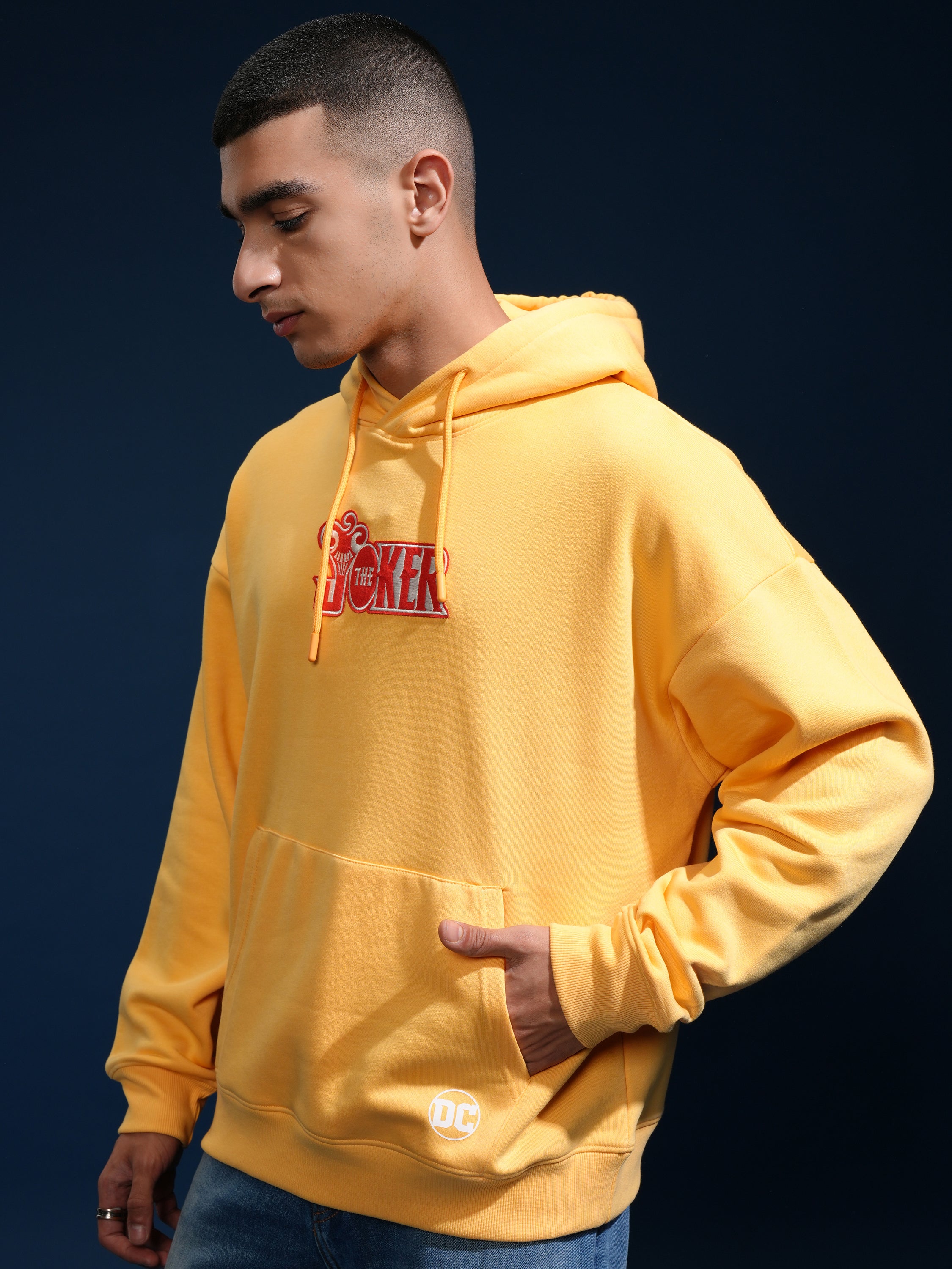 DC By Highlander Men Yellow Joker Hooded Pullover Sweatshirt - Yellow - Image 4