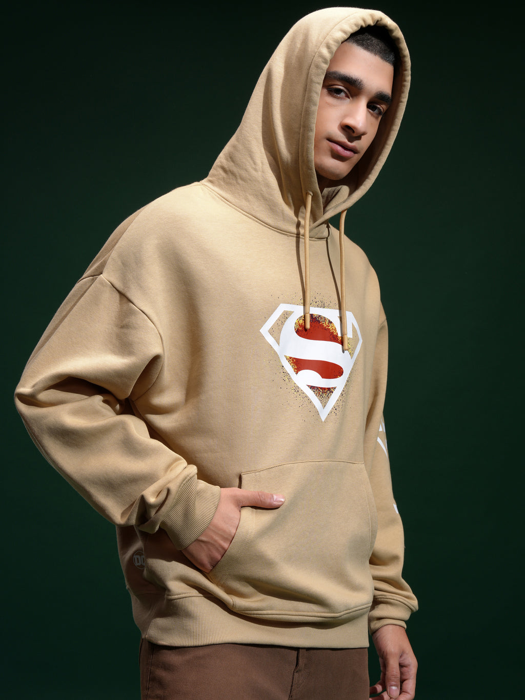 DC By Highlander Men Brown Superman Hooded Pullover Sweatshirt - Brown - Image 6