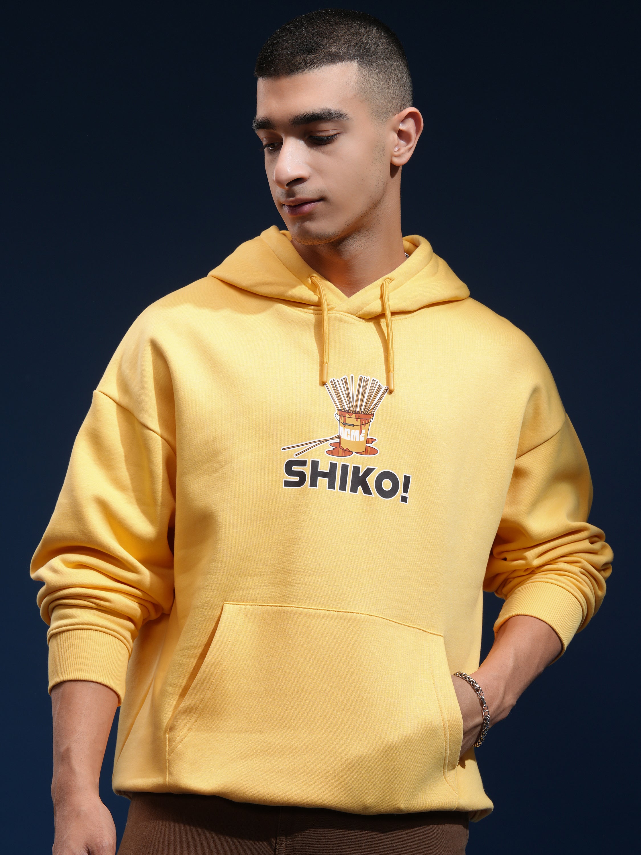 Disney By Highlander Men Yellow Shiko Hooded Pullover Sweatshirt - Yellow - Image 3