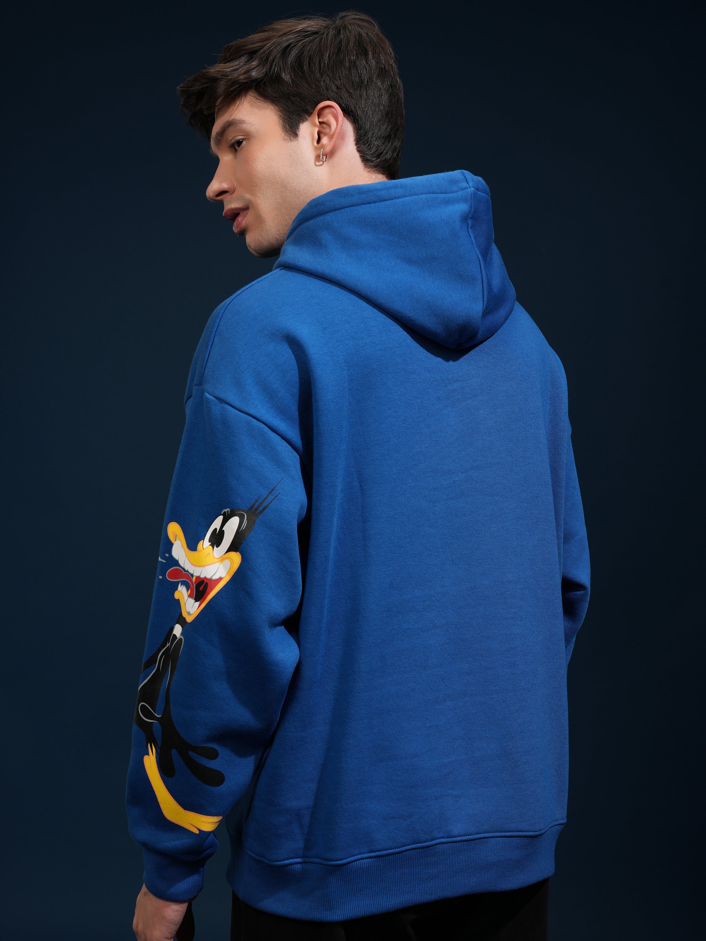 WB By Highlander Men Blue Looney Tunes Hooded Pullover Sweatshirt - Blue - Image 3