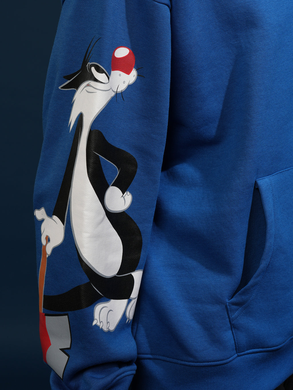 WB By Highlander Men Blue Looney Tunes Hooded Pullover Sweatshirt - Blue - Image 7