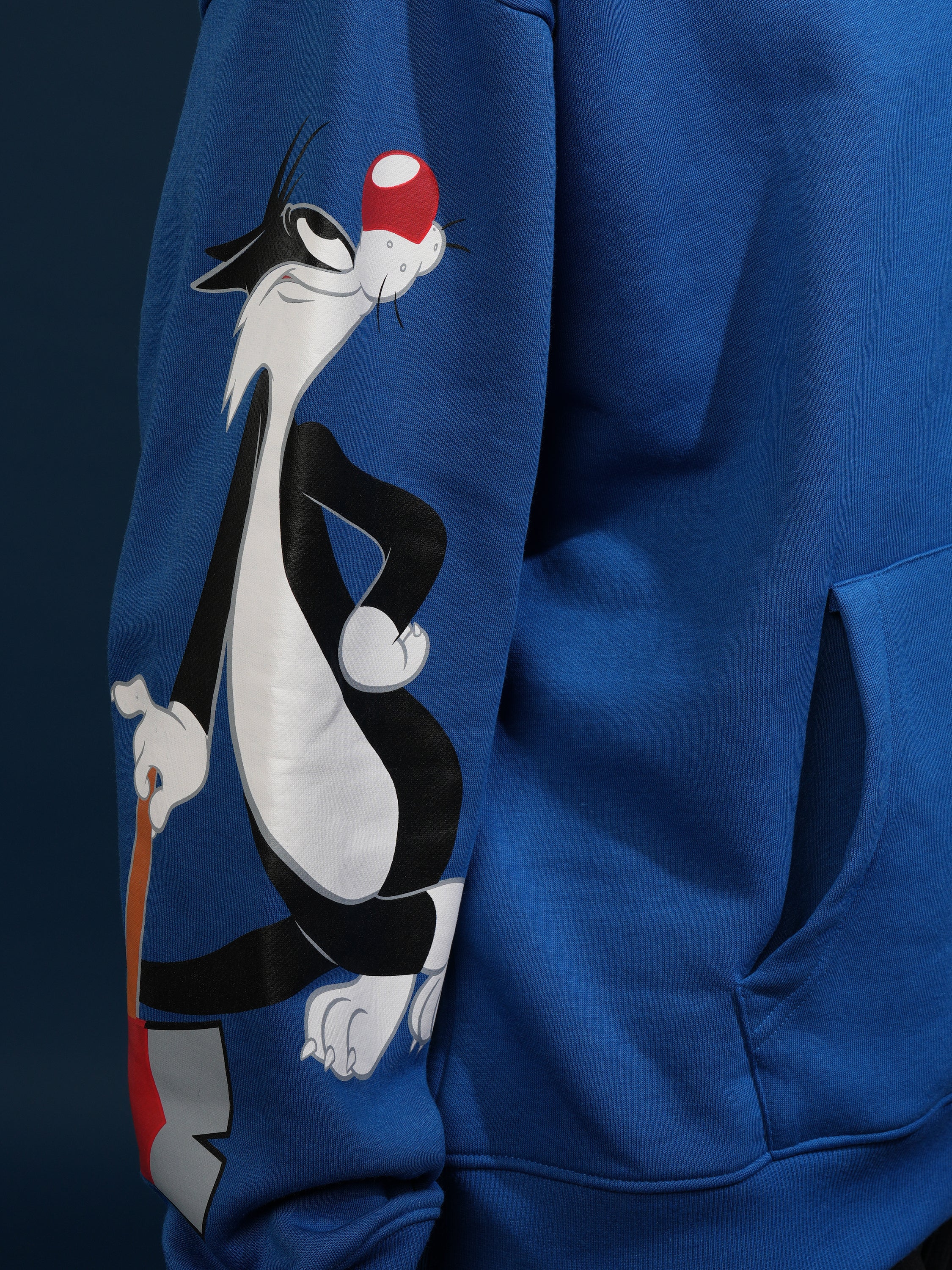 WB By Highlander Men Blue Looney Tunes Hooded Pullover Sweatshirt - Blue - Image 7