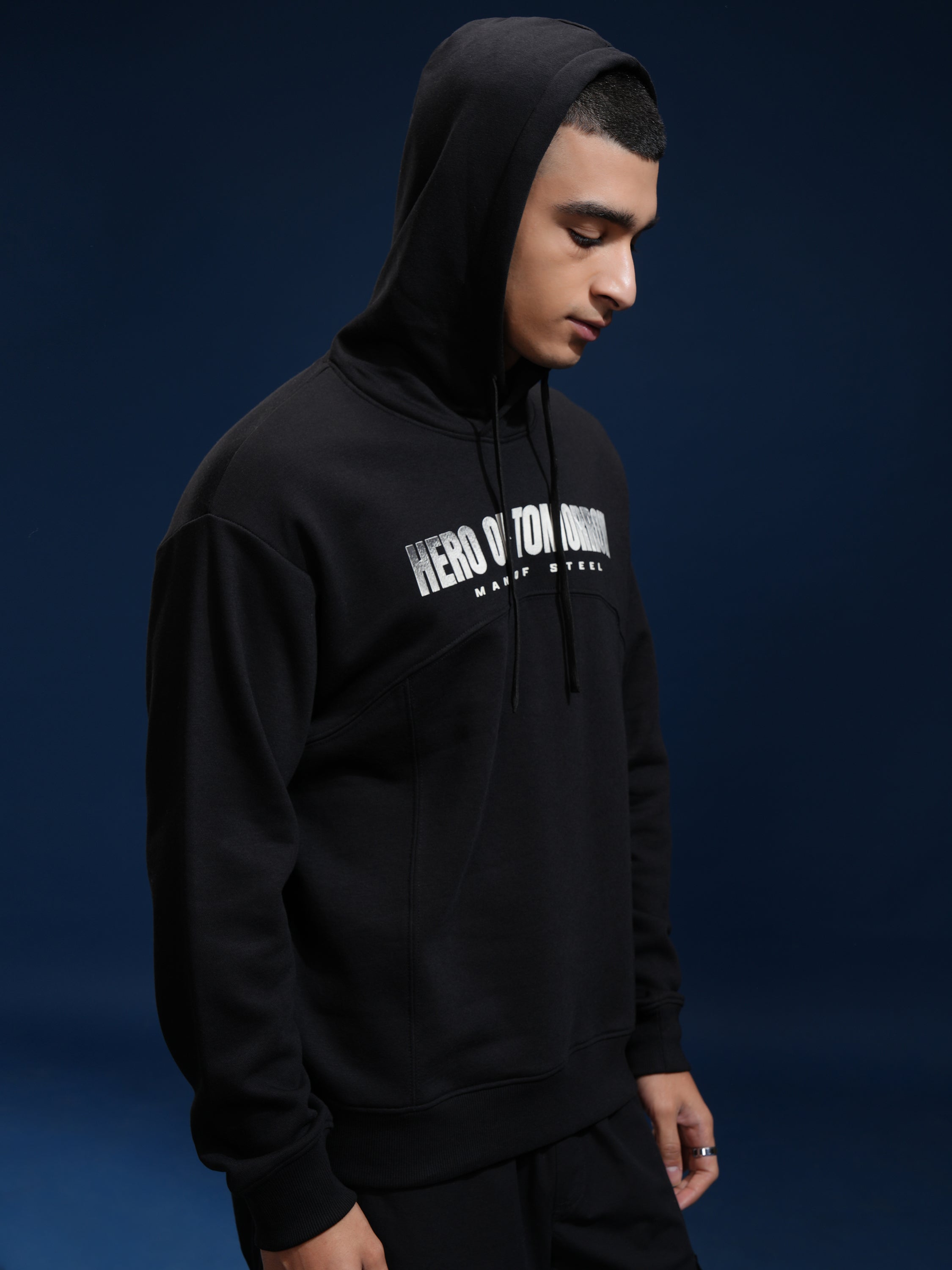 DC By Highlander Men Black Superman Hooded Pullover Sweatshirt - Black - Image 6