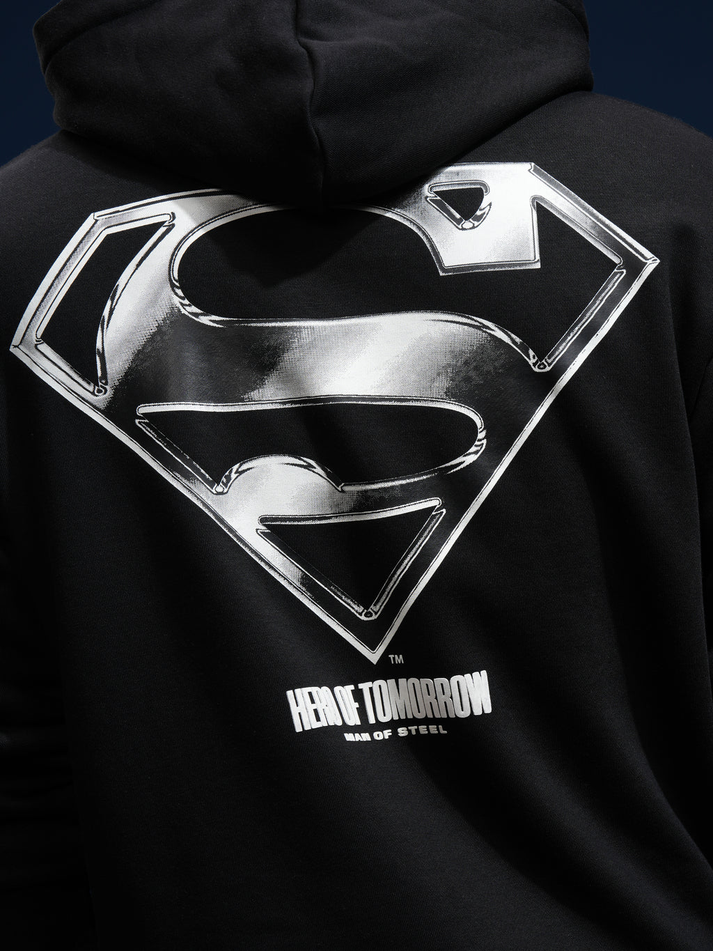DC By Highlander Men Black Superman Hooded Pullover Sweatshirt - Black - Image 7