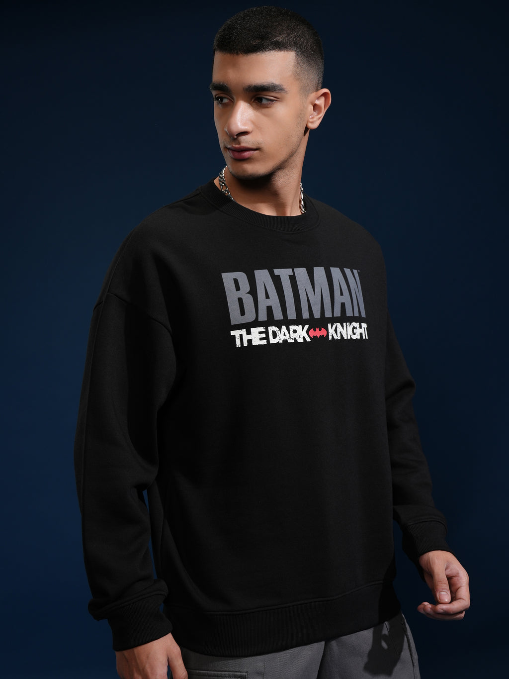 DC By Highlander Men Black Batman Round Neck Pullover Sweatshirt - Black - Image 6