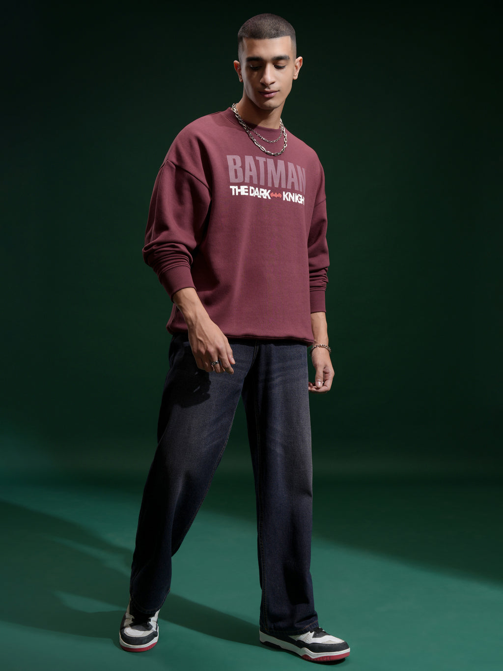 DC By Highlander Men Maroon Batman Round Neck Pullover Sweatshirt - Maroon - Image 2