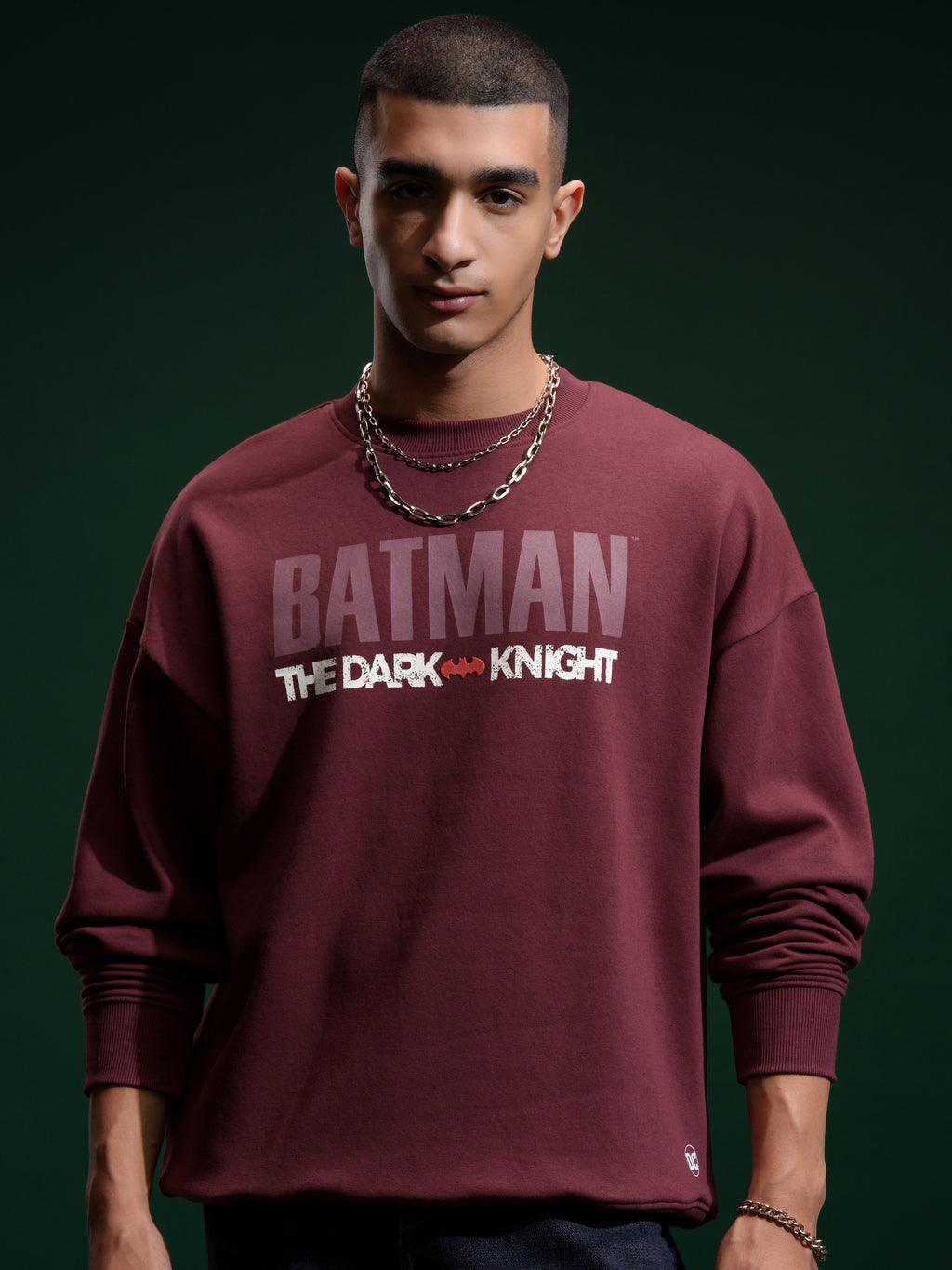 DC By Highlander Men Maroon Batman Round Neck Pullover Sweatshirt - Maroon - Image 3