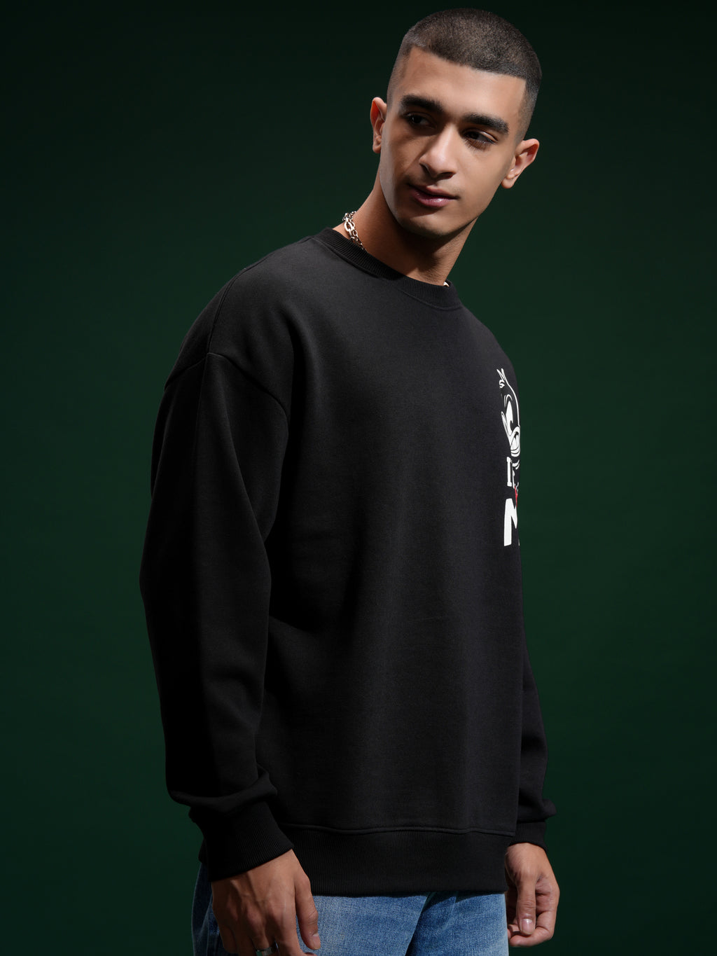 WB By Highlander Men Black Daffy Duck Round Neck Pullover Sweatshirt - Black - Image 6