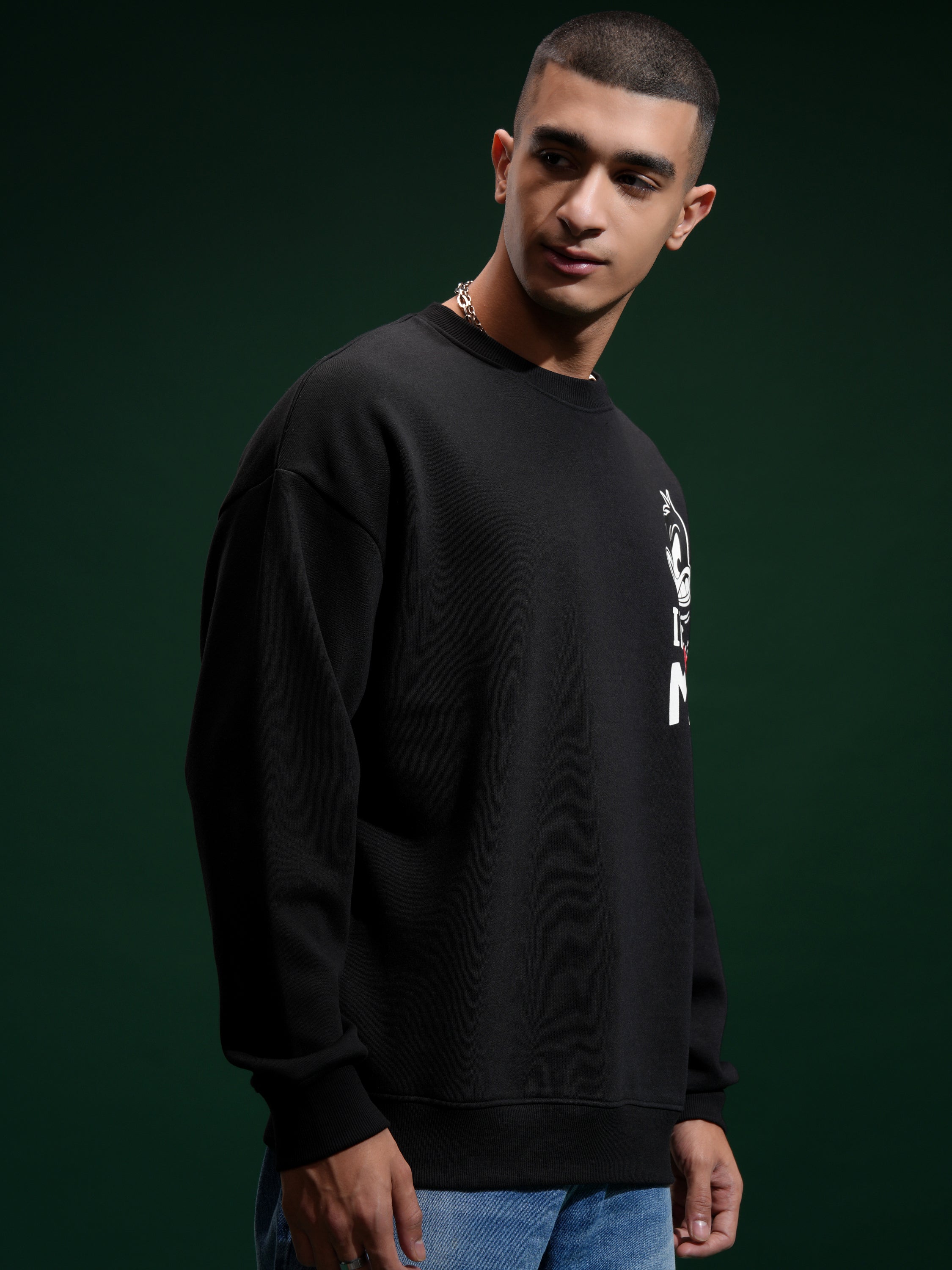 WB By Highlander Men Black Daffy Duck Round Neck Pullover Sweatshirt - Black - Image 6