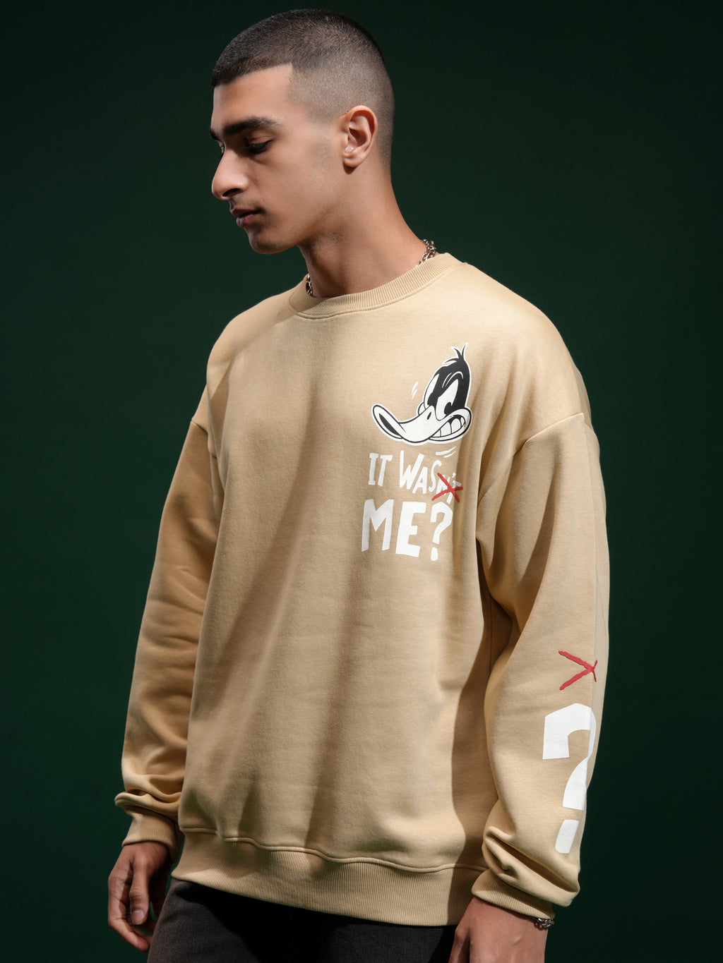 WB By Highlander Men Brown Daffy Duck Round Neck Pullover Sweatshirt - Brown - Image 4